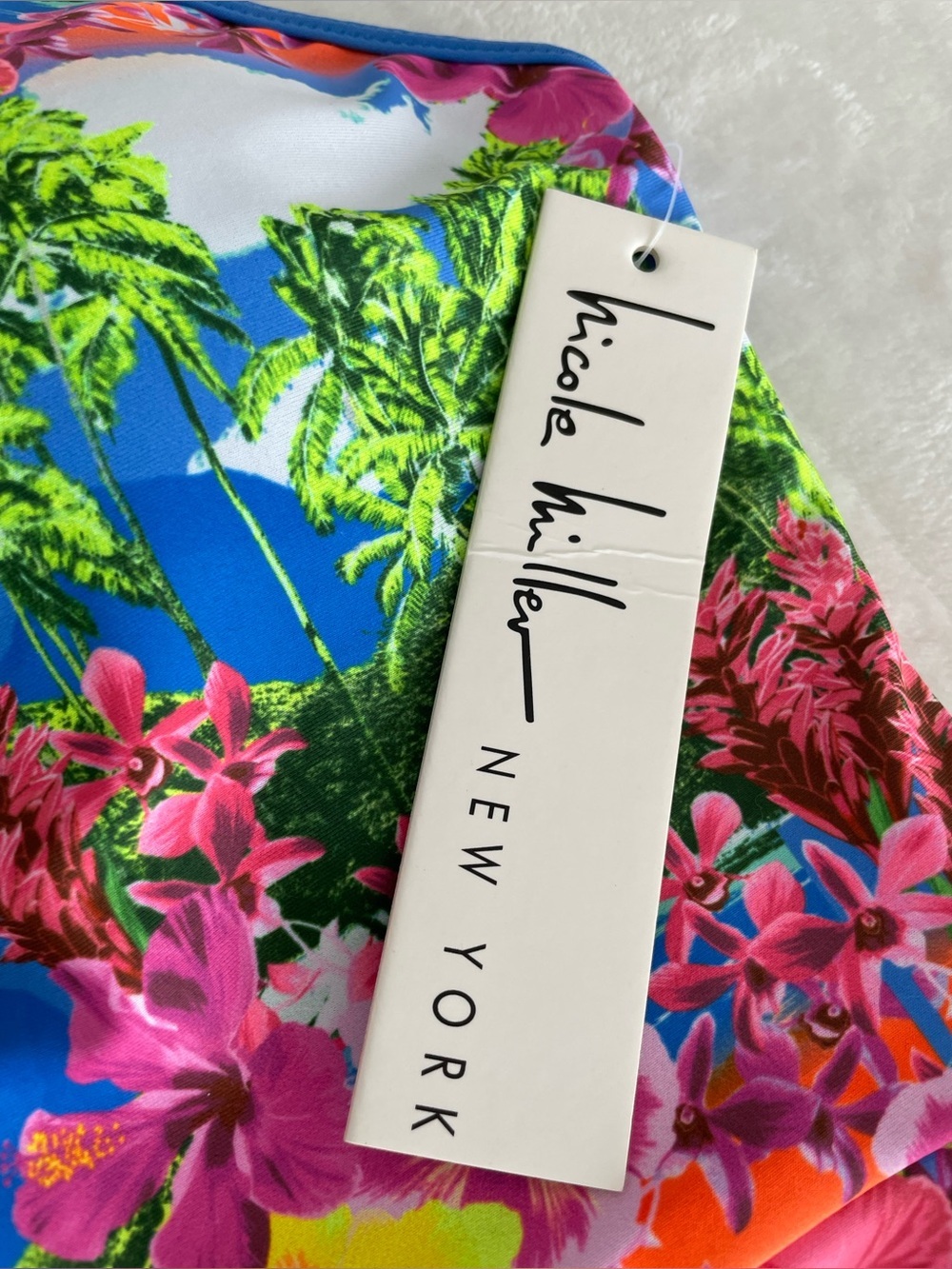Nicole Miller New York Sz 12 Plunging Neckline One-Piece Swimsuit Hawaiian NWT - Picture 7 of 17